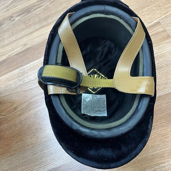 Vintage Olympian Equestrian Riding Helmet Black Velvet Women's Size 7 1/8 in Box - Picture 11 of 13